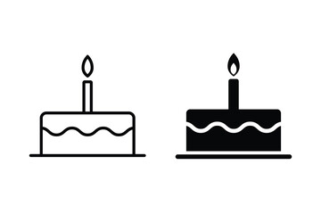 Cake icons set. Birthday cake icon. Cake sign and symbol. Vector Illustration