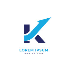 letter mark K logo arrow mark design concept finance business accounting