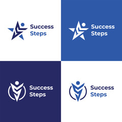 success steps logo design human star shape creative business corporate concept
