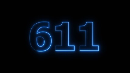Abstract beautiful blue color neon countdown 611 number icon illustration background.