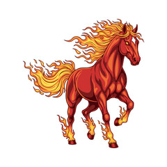 vector illustration of the fire horse zodiac sign with a white background