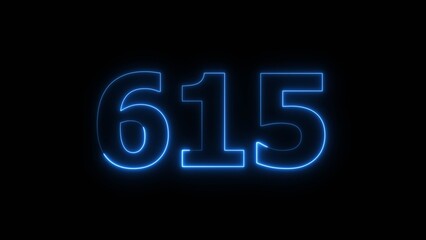 Abstract beautiful blue color neon countdown 615 number icon illustration background.