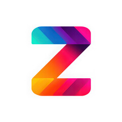 Colorful gradient letter Z with diagonal stripes, modern design, vibrant hues, isolated on transparency background, creative and futuristic style, bold and eye catching