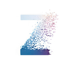 Futuristic light font letter z digital alphabet transparency background blue and pink gradient pixelated modern creative technology inspired abstract style
