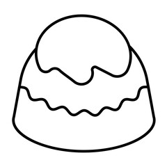 Milk chocolate candy thin line icon, desert sweets concept. Vector graphics. Candy with sweet filling sign on white background, style icon mobile or web design.
