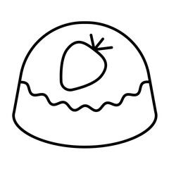 Milk chocolate candy thin line icon, desert sweets concept. Vector graphics. Candy with strawberry sign on white background, style icon mobile or web design.