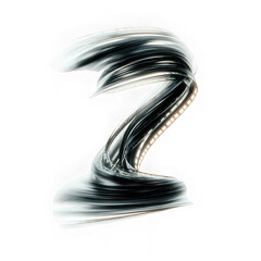 Futuristic light font letter z with metallic texture, glowing edge, and dynamic swirl effect on transparency background, modern and creative style for digital design