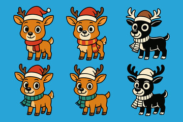 Funny cartoon animal set of cute vector characters including dog, cat, pig, cow, and lion illustration