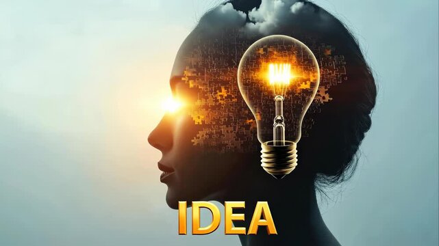 Brilliant concept illuminating the human mind, igniting profound intellectual thought. Innovative inspiration emerges, revealing a pathway to future discovery, fostering insightful solutions.