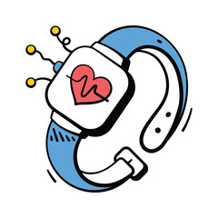 Creatively designed hand drawn icon of smartwatch, premium vector