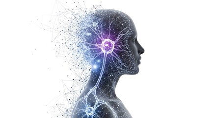 Human digital brain forming neural network connection