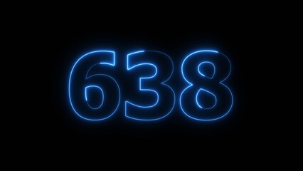 Abstract beautiful blue color neon countdown 648 number icon illustration background.