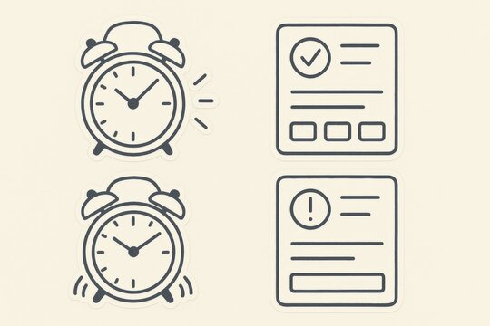 Alarm clocks creating urgency paired with digital reminders reflecting organization and punctuality enhancing productivity in personal and professional environments