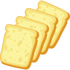 Four Slices Of Golden Yellow Bread Stacked Together With Rounded Corners Isolated On A Transparent Background