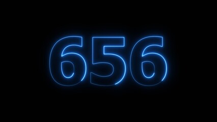 Abstract beautiful blue color neon countdown 656 number icon illustration background.