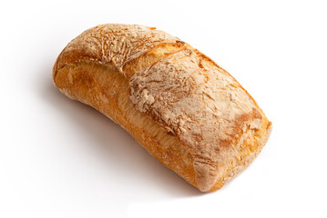 Ciabatta, pane fresco italiano isolato su fondo bianco 
