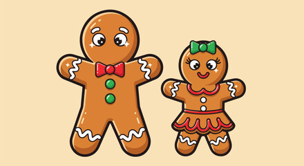 Obraz premium Cute Gingerbread Character Mascot Vector Illustration