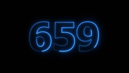 Abstract beautiful blue color neon countdown 655 number icon illustration background.