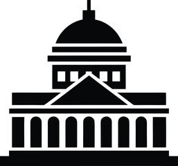 Government transparency icon with civic symbols and data visualization elements
