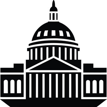 Abstract national assembly building icon with geometric shapes