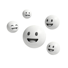 Fototapeta premium 3d smiley faces on white background with happy yellow expressions