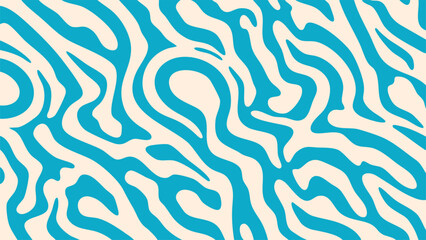 Abstract flowing blue lines on a cream colored background pattern