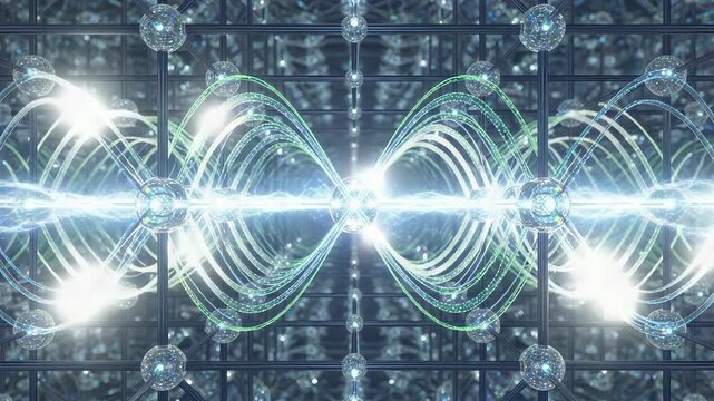 Shimmering waves of phonons demonstrate atomic vibrations in a crystal lattice structure