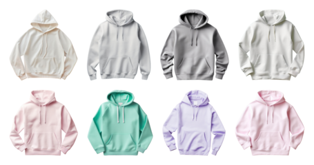 PNG Colorful hoodies fashion collection, element set on transparent background