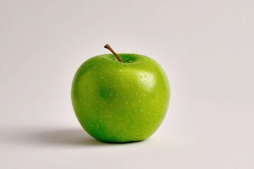 Glossy Green Apple on White Background Captured in Ideal Lighting for Stock Photography Needs