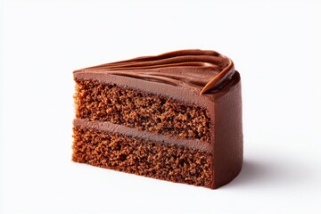 Delicious Slice of Chocolate Cake Topped with Smooth Chocolate Frosting, Perfect for Dessert Lovers