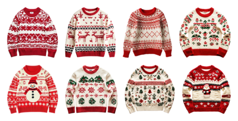 PNG Festive Christmas sweater collection, element set on transparent background