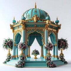 Gorgeous luxury pavilion showcasing ornate dome and floral arrangements high resolution image