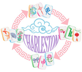 Mahjong Charleston Watercolor Clipart: American Mahjong Art (Digital Download)