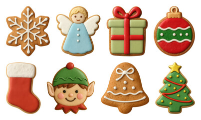 Obraz premium PNG Festive gingerbread cookies assortment, element set on transparent background