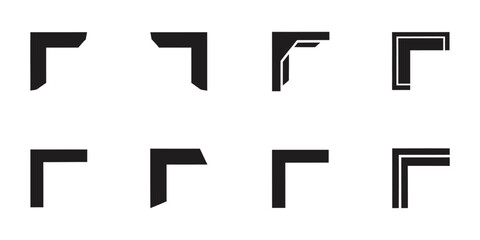 Obraz premium Collection of corner frame silhouette designs isolated on white background