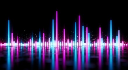 The vibrant equalizer pulsates with a mesmerizing rhythm, its neon bars dancing in perfect harmony, creating a captivating symphony of light and color