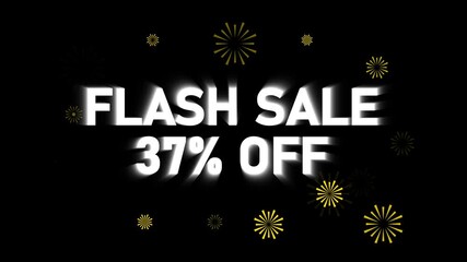 Flash Sale 37 Percent Off With Yellow Firework Decorations On Black Background discount percentage