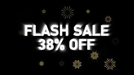 Flash Sale 38 Percent Off With Yellow Firework Decorations On Black Background discount percentage