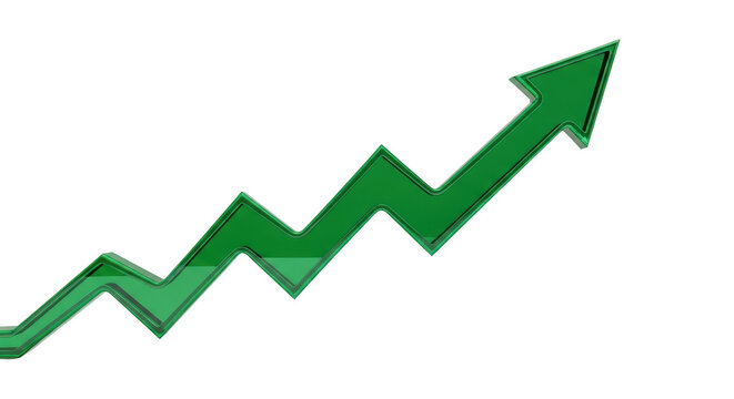 Green growth arrow isolated on transparent background