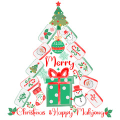 Mahjong Christmas Tree Watercolor Clipart, Cute Holiday Mahjong PNG, Mahjong christmas tree,Festive Pastel Illustration for Cards, Stickers, Scrapbooking, Winter Decor and Seasonal Creative Projects