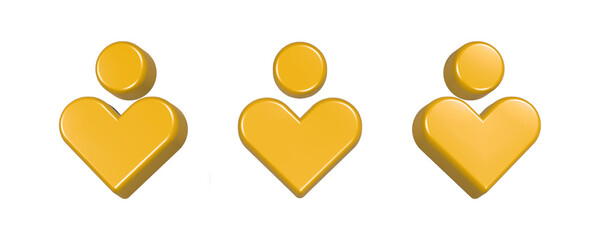 3d rendering icon user profile in yellow