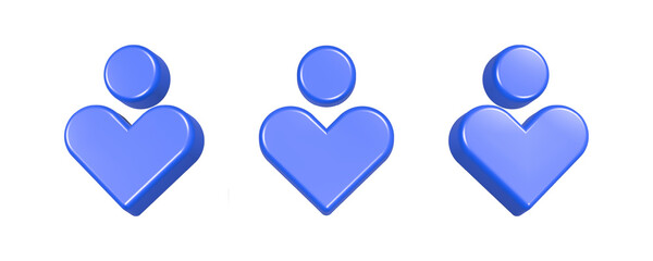 3d rendering icon user profile in blue color 