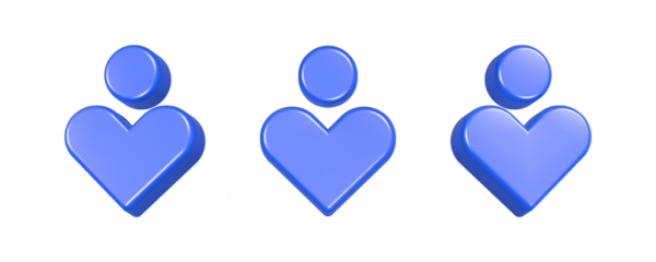 3d rendering icon user profile in blue color 