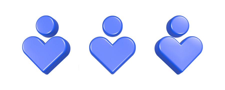 3d rendering icon user profile in blue color 