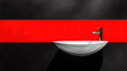 Modern bathroom sink with contrasting color scheme.