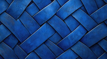 Intricate blue woven pattern background texture.