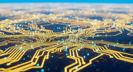 Abstract technology background with circuit board pattern, representing the interconnectedness of modern digital systems and data flow in a futuristic style