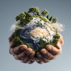 Hands Holding Earth — Symbol of Environmental Protection and Sustainability