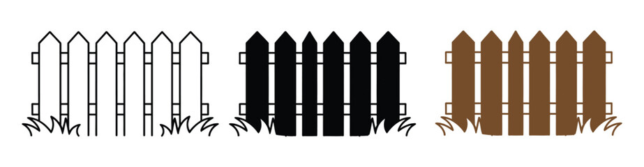 Wooden fence thin line icon, spring season concept. Vector graphics. Fencing barrier for garden, gardening sign on white background, outline style icon for mobile or web design