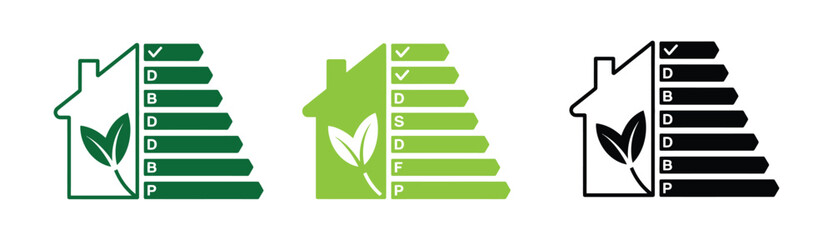 Energy efficiency rating and eco-friendly home renovation performance illustration, low consumption eco house, sustainable development, EPS 10 vector